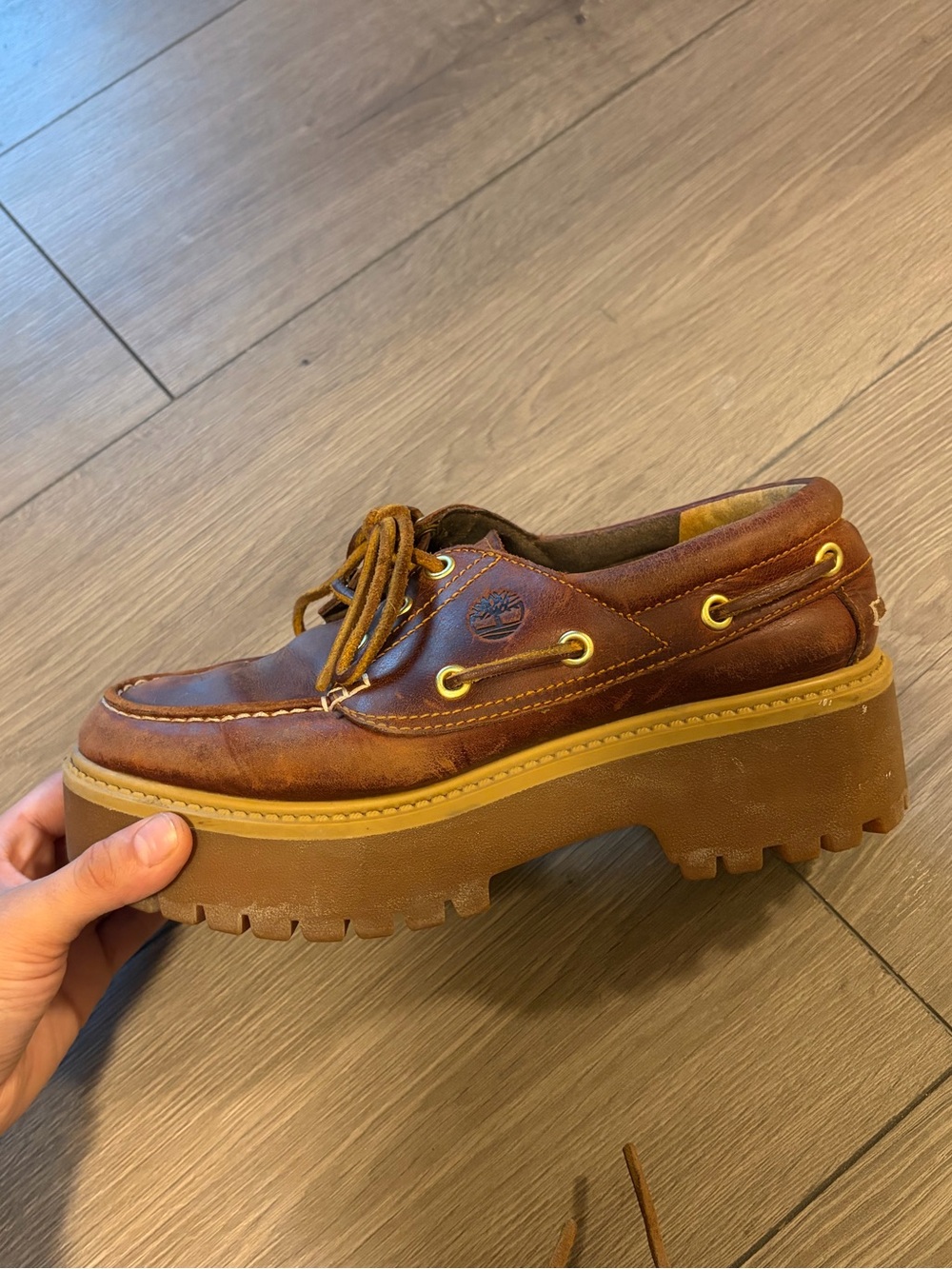 Timberland Brown Leather Platform Shoes
